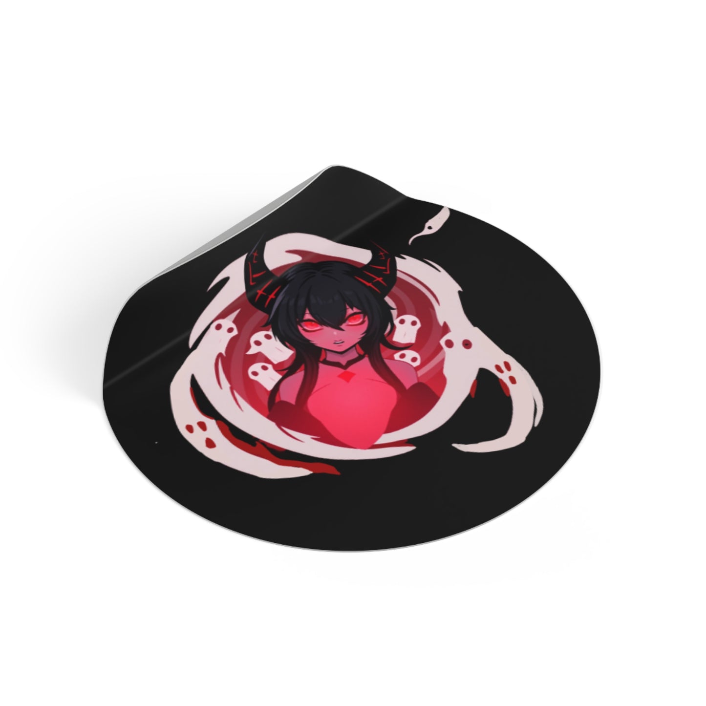 The Red Demon Collection Round Vinyl Stickers